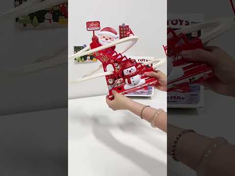 Christmas Santa Claus Auto Climbing Stairs Toy - Walking Musical Plush, Battery Operated Holiday Gift for Kids video