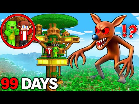 Mikey and JJ Survive 100 Days inside TREE HOUSE in Minecraft ! - Maizen