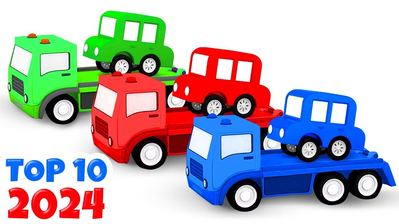 Top 10 dos quatro carros coloridos! Desenho animado infantil. Desenhos animados