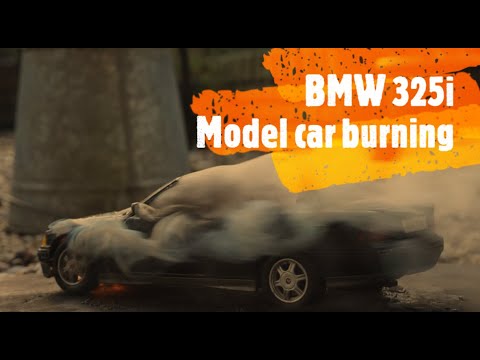 Thumbnail for Burning a BMW Convertible. This car is on fire and burning. BMW 325i. by BMW 325, BMW, Convertible, Car
