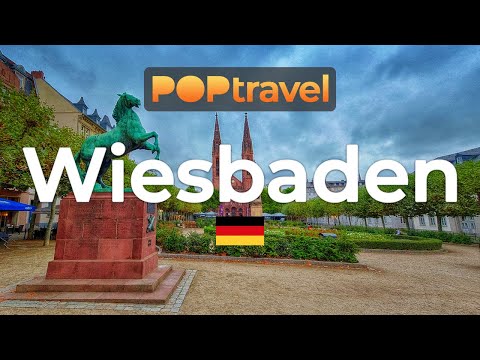 Caminhando em WIESBADEN / Alemanha 🇩🇪- Passeio à Tarde Chuvosa - 4K 60fps (UHD)
