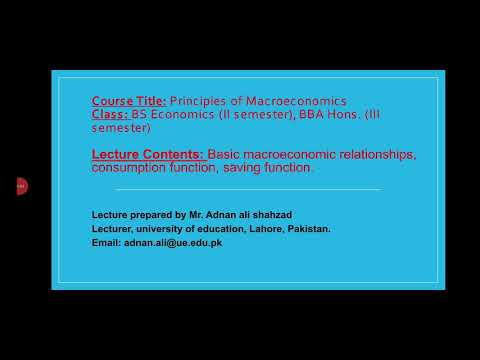 Lecture 4, Principles of Macroeconomics, BS Eco. 2nd semester
