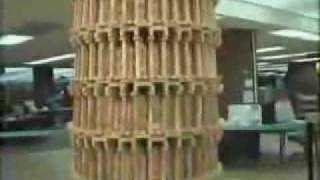 Stupid reporter knocks down Jenga Tower