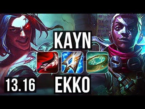 KAYN vs EKKO (JNG) | 10 solo kills, 2.3M mastery, 1400+ games, Dominating | EUW Master | 13.16