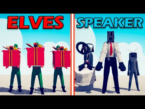SPEAKERMAN TEAM vs PRESENT ELF TEAM - Totally Accurate Battle Simulator | TABS