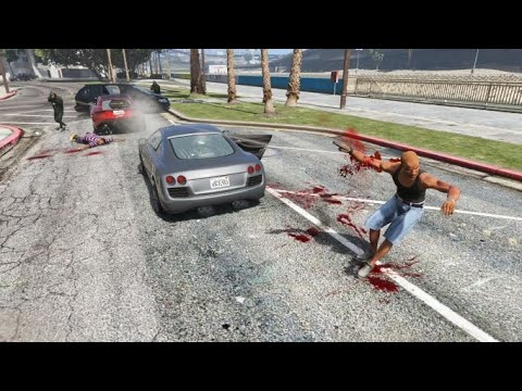 GTA 5 Police And Gang Shoot Outs #1 (RAGDOLL DEATHS #6)
