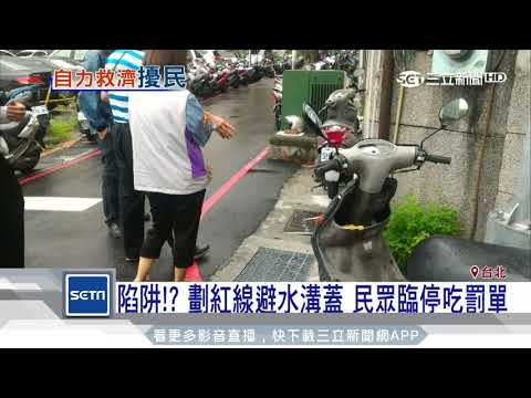 水溝蓋上放盆栽