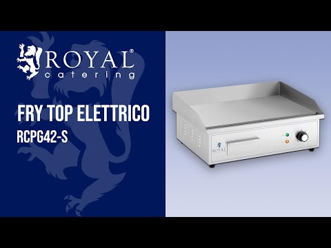 Video - Fry top elettrico - 550 x 350 mm - Royal Catering - Piastra liscia - 3000 W