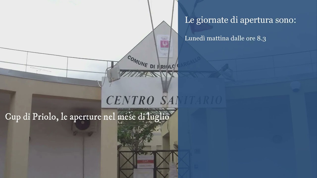 Comune di Priolo Gargallo - Cup di Priolo, le aperture e chiusure nel mese di luglio 2024