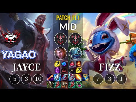 JDG Yagao Jayce vs Fizz Mid - KR Patch 11.1