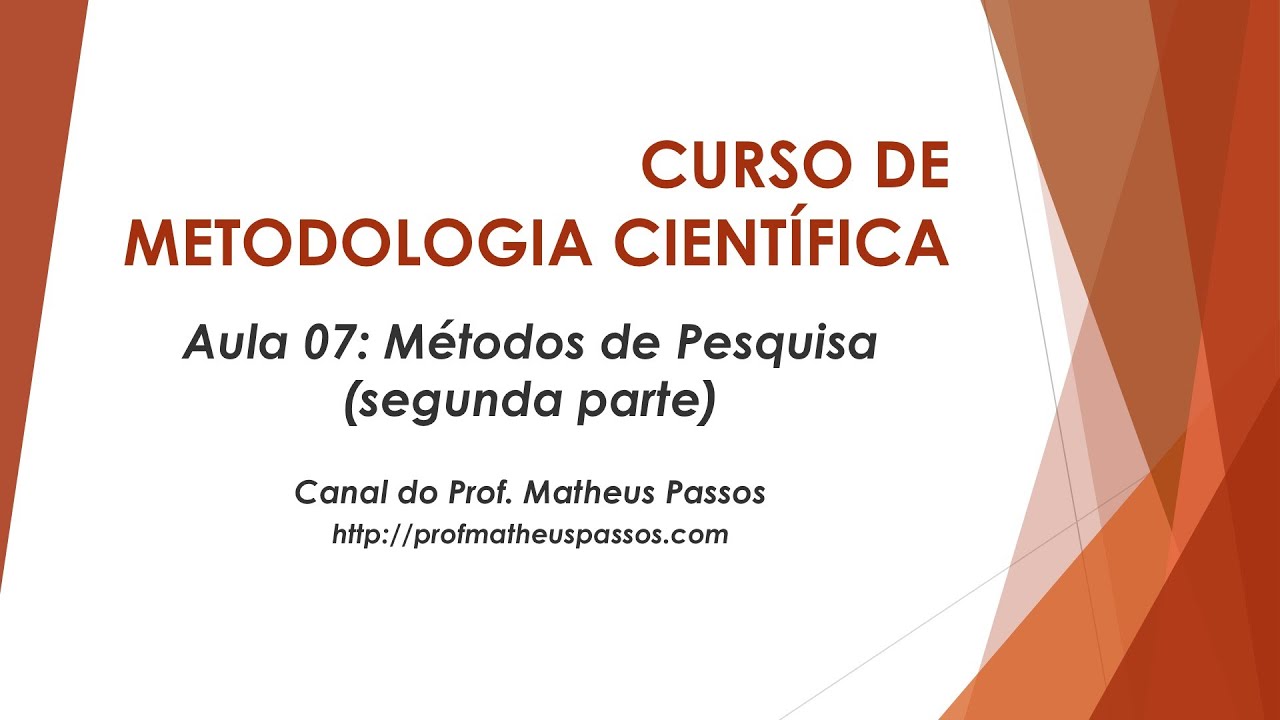 Curso de Metodologia Científica — Aula 07 — Métodos de Pesquisa (2a parte)