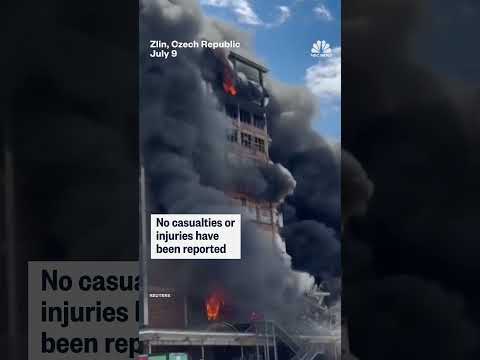 A fire destroys a building at the historic Bata shoe factory in the Czech Republic