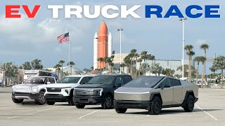 Ocean to Ocean EV Truck Race! Cybertruck vs Rivian vs F-150 Lightning vs Silverado Electric - Part 1