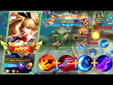 Layla Savage ! !  Layla Full Damage Lifesteal Get 23 Kills | Top 1 Build Global Layla | Layla MLBB 🔥