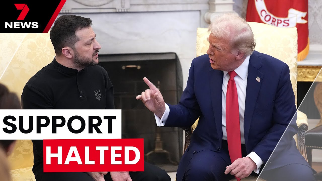 President Trump halts U.S military support to Ukraine | 7NEWS
