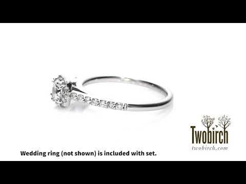 Round Traditional Halo Engagement Ring Bridal Set (2 Rings, 1.54 CTS) - TwoBirch - ST-ENG-369-WG-F8L