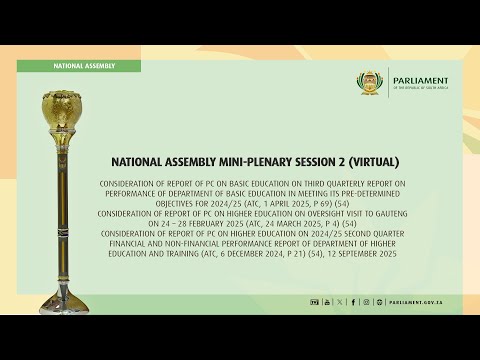 NATIONAL ASSEMBLY MINI-PLENARY SESSION 2 (Virtual), 12 September 2025