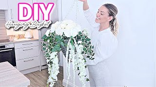 DIY ARTIFICIAL HANGING BASKET // HOW TO MAKE A FLOWER ARRANGEMENT IN A HANGING BASKET