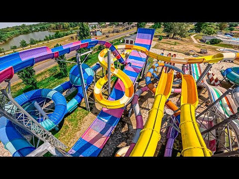Waterslides at AquaCinema Waterpark in Kisvárda