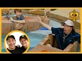 GIANT Box Fort Boat in Pool! Aaron & LB Build Epic Cardboard Boats with Snake Adventure