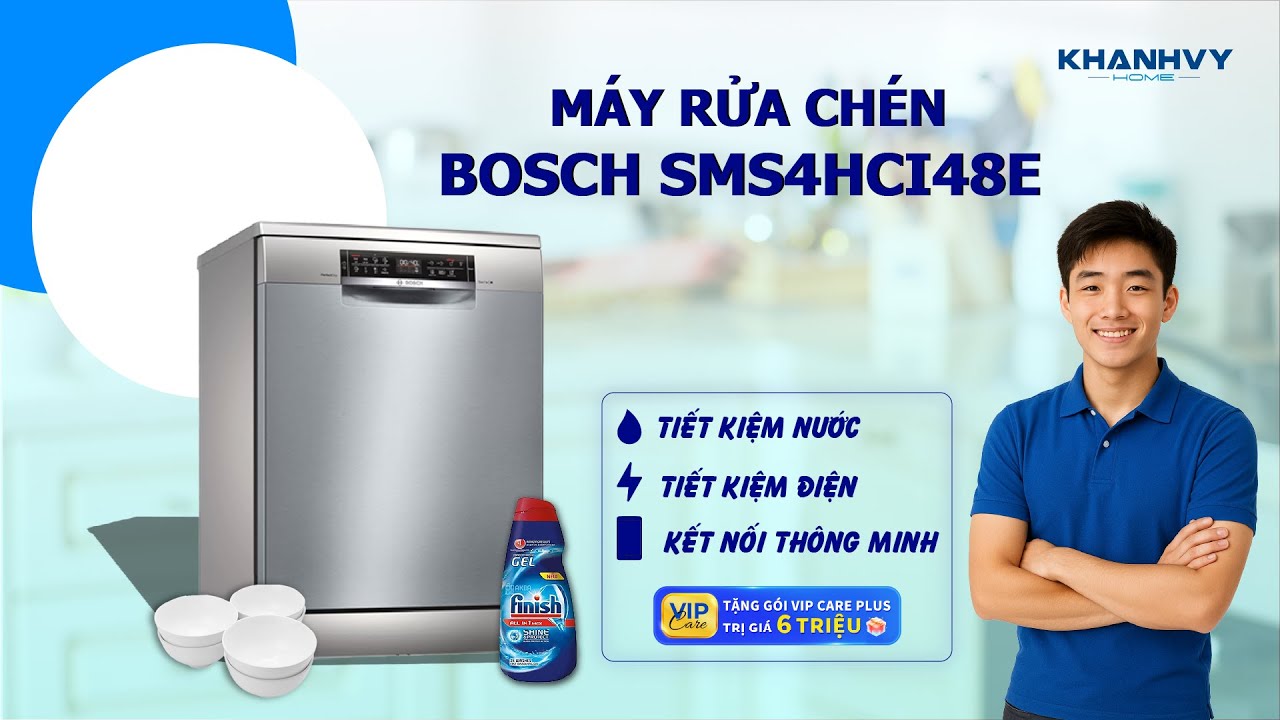 Máy rửa chén Bosch SMS4HCI48E Series 4 14 bộ Home connect, độc lập