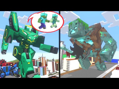 Monster School : Pacific Rim 2022 ( Battle Robots and Monsters ) - Minecraft Animation