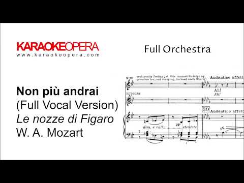 Karaoke Opera: Non Più Andrai - Le Nozze di Figaro (Mozart) Vocal version with printed music