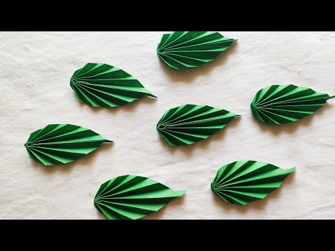 how to make paper flower leaves/paper leaves craft - DIY easy paper leaf making idea new #10