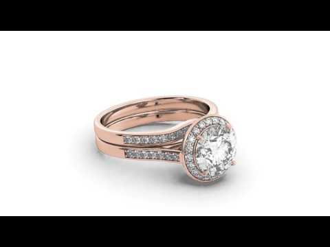 2.70 tcw Round Cut Halo Bridal Set Engagement Ring Bridal Solid 14k Rose Gold