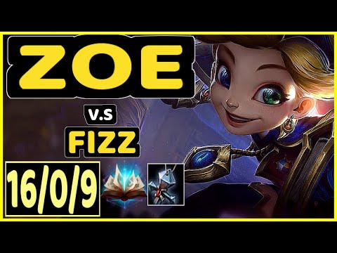 MILICA (ZOE) vs FIZZ - 16/0/9 KDA MID GAMEPLAY - EUW Ranked DIAMOND