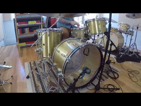 (SOLD) Drum Kits - Q Drum Co. 22/12/16 Brushed Brass Drum Kit