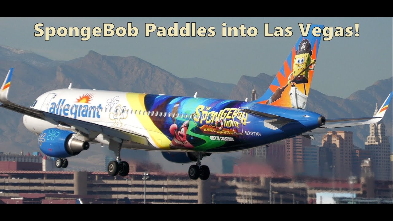 SpongeBob Swaps Bikini Bottom for Splashy Vegas Landing! #spongebob #spongebobmovie #vegas #aviation