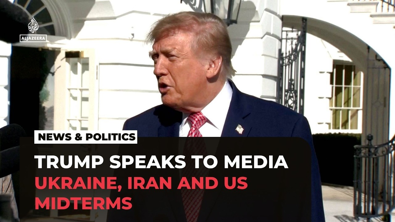 Trump speaks to reporters on Ukraine, Russia, Iran, France and US midterms