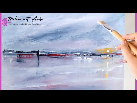 Abstrakte Landschaft malen – Einfache Acrylmalerei für Anfänger Schritt-für-Schritt Anleitung