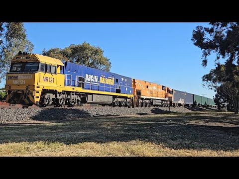 7PM5 PN up "Linfox Express #2" (NRs 121 & 31), Perth to Melbourne, 1723, 28/10/25, Horsham VIC 