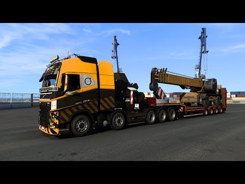 Rpie Volvo FH16 2012 (Mod). Transporting Mobile Crane. Euro Truck Simulator 2