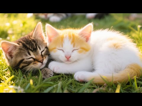 Kittens Sleeping Well on the Grass - Animal Play Video