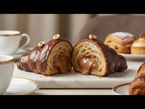 ???????? Croissant Recheado de Chocolate.???????? Poucos Ingredientes, Muito Impacto: O Croissant que Encanta ????????