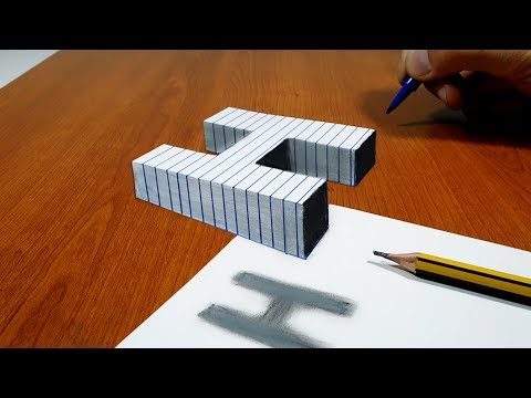 3D Trick Art On Line Paper, Floating Letter H