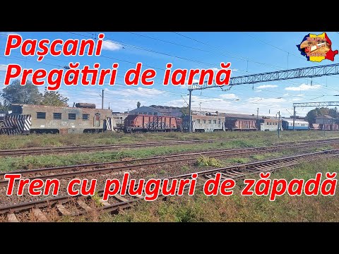 [4K] CFR se pregateste de iarna: Tren cu pluguri de zapada pleaca din Pascani [octombrie, 2022]