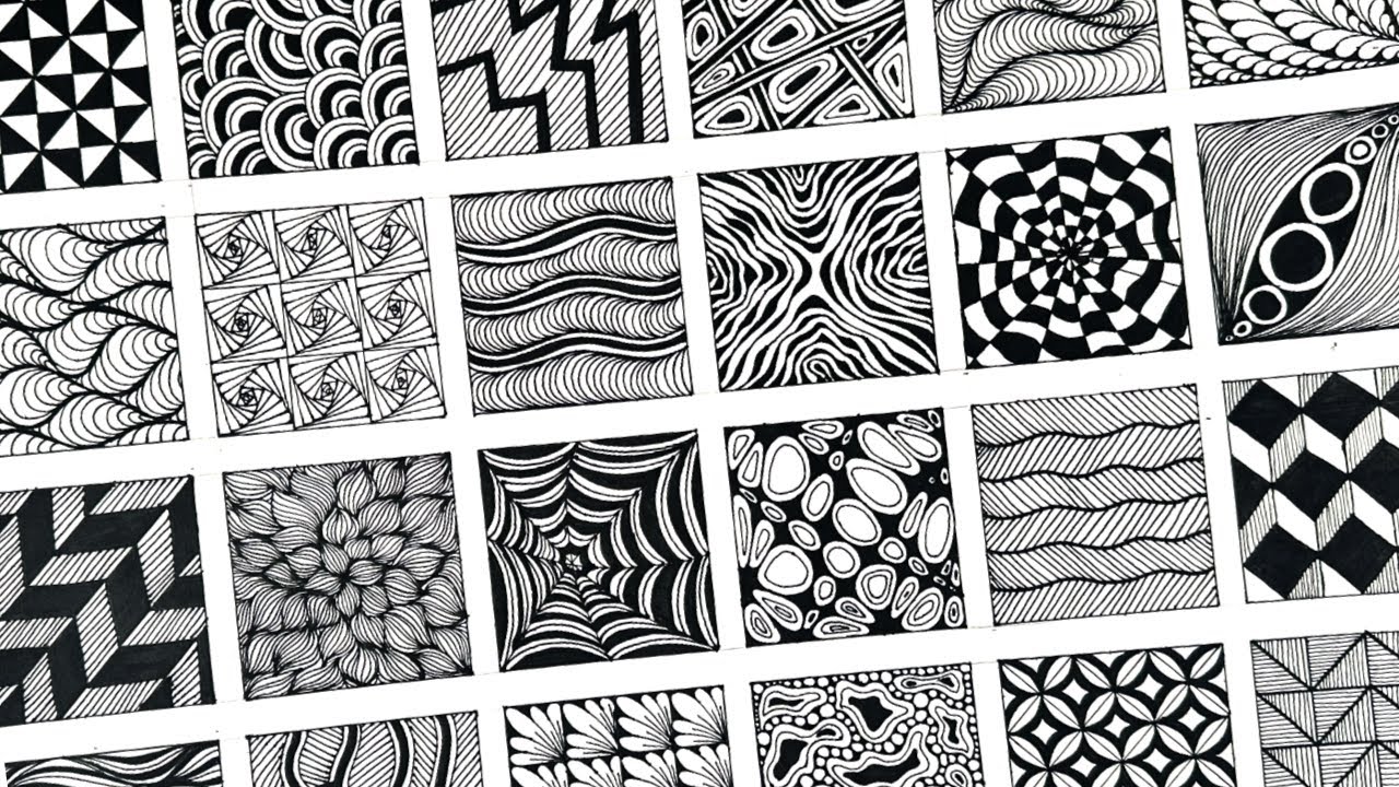 24 Easy Zentangle Patterns for Beginners | Relaxing Line Art Tutorial + Step-By-Step Pattern Ideas