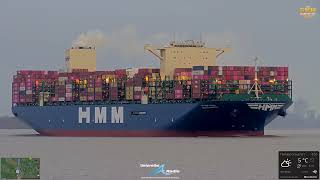 HMM SOUTHAMPTON (23.000 TEU) auf der Elbe | Container-Riese Richtung Rotterdam | 29.12.2025