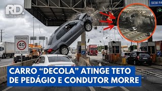 Carro Perde o Controle, Sai Voando e Atinge Pedágio em SP | Rastro da Notícia