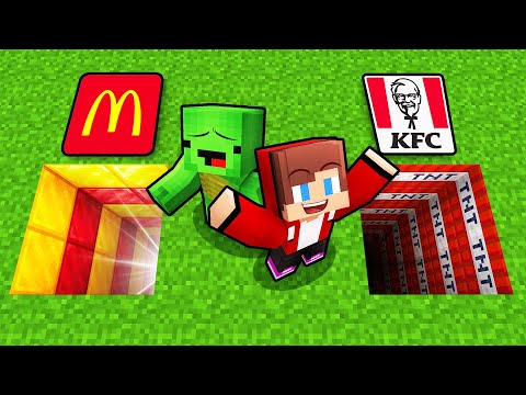 Mikey and JJ: Choose MCDONALDS vs KFC Hole Battle in Minecraft (Maizen)