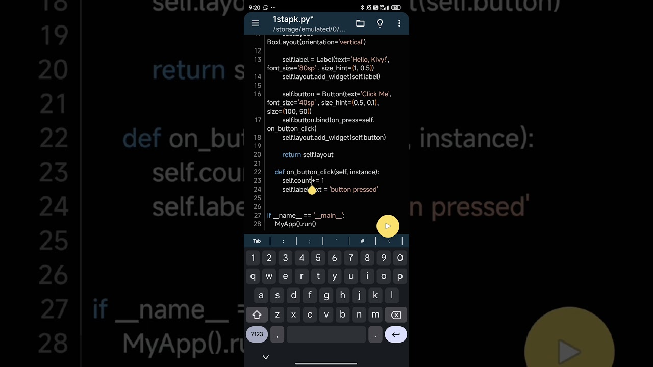 Simple Kivy App with Pydroid: Button Counter Demo #Python #Kivy #Pydroid #Android #Programming