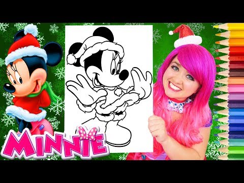 Coloring Minnie Santa Christmas Coloring Book Page Prismacolor Colored Pencil | KiMMi THE CLOWN Video