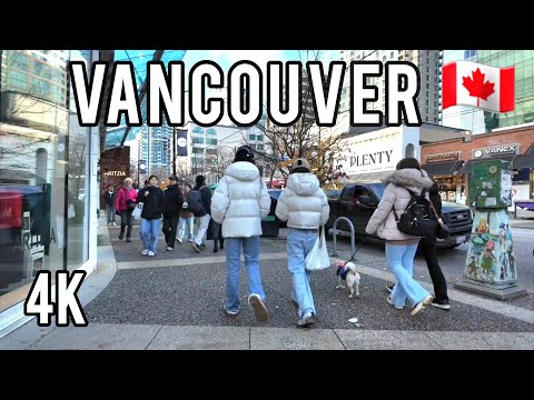 🇨🇦  [4K] 🍁🎄Downtown Vancouver Walking Tour,  BC Canada,  December 2025
