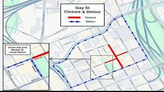 Gay Street between Wall and Clinch Avenues will be closed to through traffic starting 8 on Sunday