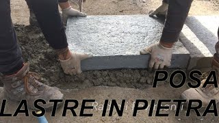 Posa pavimento esterno in lastre di pietra con Mapestone- Radioli Pavimenti