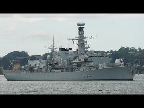 British warship weaves it's way around Plymouth Sound